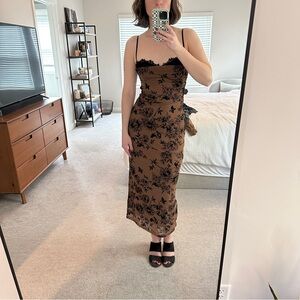 Floral Brown Cocktail Dress